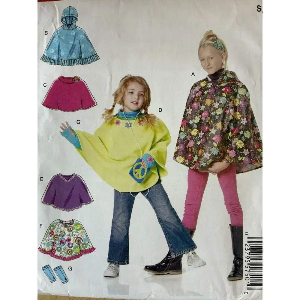 3 McCall's & Simplicity Children's Sewing Patterns Aprons Ponchos Capes Costumes